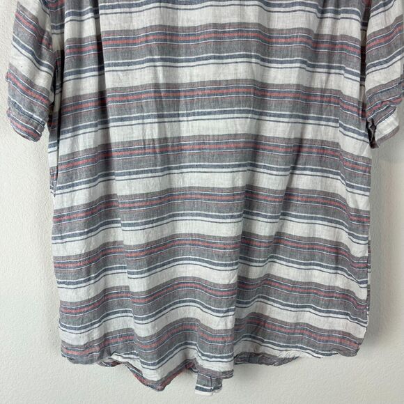 Rails Carson Linen Blend Shirt Mens XXL Gray Striped Button Up Short Sleeve - Picture 13 of 14